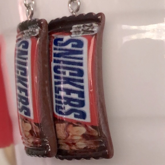 New Snickers Chocolate Bar Oversized Dangling Earrings Fun Novelty Unique Gifts - Picture 4 of 8